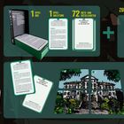 HOW-TO CRIME PLACES Inhalt und Vorbereitung. Krimispiel LOST PLACE. Spielbox mit Karten und Zubehör. Illustration.