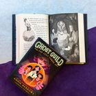 „GHOST GUILD THE LOST THREE“ von Annie Barrows. Ein Kinderbuch liegt auf einem aufgeschlagenen Buch mit Schwarz-Weiß-Illustration.