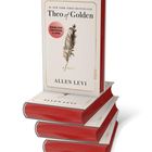 Buch "Theo of Golden" von Allen Levi, rotes Cover, Bestseller, englische Ausgabe, Feder-Illustration.
