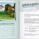 Titel "58, Schöner schöppeln" und "59, Ein Kurschatten-Krimi".  
Links Text von Thomas, rechts Gruß an "Liebe Mama".  
An "Maik Saalheim" und "Siegfrid Sommersheim".  
Unten gibt's Lösungen auf Seite 158 und 159.  
Zwei Bilder mit beleuchteten und grünen Landschaften.