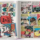 "Two more triumphs for Marvel! Now on sale!" Illustration zeigt Comic-Szenen mit Hulk, der ein Auto hochhebt, und einem Mann.