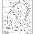 Ein Dinosaurier mit langer Schnauze und Schwanz läuft durch eine prähistorische Landschaft mit Bäumen und Wolken am Himmel.