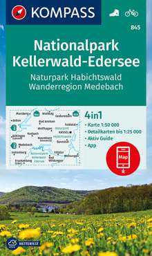 KOMPASS Wanderkarte 845 Nationalpark Kellerwald-Edersee, Naturpark Habichtswald, Wanderregion Medebach, Diverse