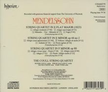 Felix Mendelssohn Bartholdy (1809-1847): Streichquartette Nr.0,4,6, CD