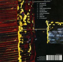 01: The Angelus, 02: Placeholder, 03: Alogia. Abstrakte Kunst mit dominanten roten und gelben Streifen.