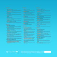 Das Bild zeigt eine Trackliste auf blauem Hintergrund: LP1, LP2, LP3 mit Titeln und Interpreten in rotem und schwarzem Text. Unten sind die Logos von Sony Music und EMI.