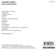 Titel: "michael wollny eine winterreise". Texte wie "ich schreibe nur im gehen","wetterfahnen". Unten: "THE ACT COMPANY" Logo.