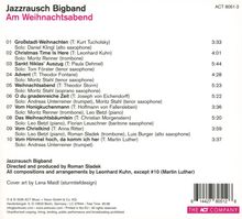 "Jazzrausch Bigband Am Weihnachtsabend" mit 10 Titeln, Solisten und Dauer. Links oben. "The ACT Company" unten rechts.