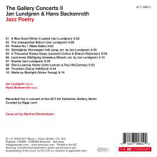 Jan Lundgren &amp; Hans Backenroth: The Gallery Concerts II: Jazz Poetry, CD