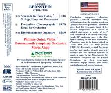 Leonard Bernstein (1918-1990): Serenade für Violine, Streicher, Harfe, Schlagzeug, CD