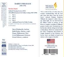 Darius Milhaud (1892-1974): Service Sacre (Gottesdienst für den Sabbath-Morgen), CD