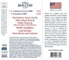 William Bolcom (geb. 1938): Canciones de Lorca, CD