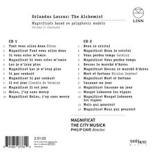 "Orlandus Lassus: The Alchemist. Magnificats based on polyphonic models. CD 1 und CD 2 mit Liedtiteln, darunter ‘Magnificat’."