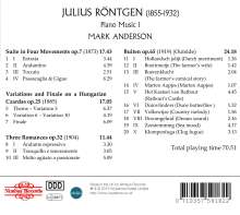 Julius Röntgen (1855-1932): Klavierwerke Vol.1, CD