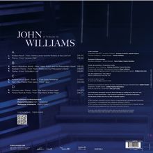 "JOHN WILLIAMS: A Tribute" und Titel von Filmmusiken wie "Raiders March" und "Theme from Jurassic Park". Orchester und Künstlernamen sind ebenfalls erwähnt.