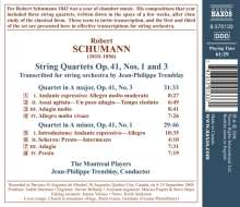 Robert Schumann (1810-1856): Streichquartette Nr.1 &amp; 3 (arr.für Streichorchester), CD
