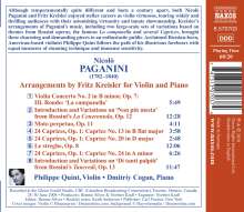 Fritz Kreisler (1875-1962): Paganini-Arrangements für Violine &amp; Klavier, CD