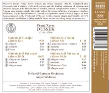 Frantisek Xaver Dussek (1731-1799): Symphonien in G,A,B,B (Altner G4,A3,Bb2,Bb3), CD