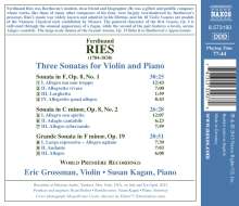 Ferdinand Ries (1784-1838): Sonaten für Violine &amp; Klavier Vol.1, CD