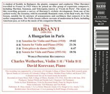 Tibor Harsanyi (1898-1954): Kammermusik für Violine "A Hungarian in Paris", CD