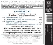 Krzysztof Penderecki (1933-2020): Symphonie Nr.6 "Chinese Songs" für Bariton &amp; Orchester, CD