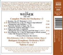 Leo Weiner (1885-1960): Sämtliche Orchesterwerke Vol.3, CD