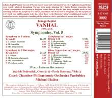 Johann Baptist (Jan Krtitel) Vanhal (1739-1813): Symphonien Vol.5, CD