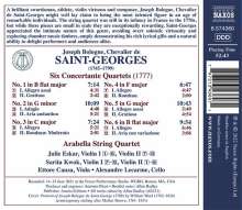Joseph Bologne Chevalier de Saint-Georges (1745-1799): Konzertante Streichquartette Nr.1-6 (1777), CD