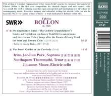 Fabrice Bollon (geb. 1965): Trakl-Lieder für Gesang &amp; elektrisches Cello "Die ungebornen Enkel", CD