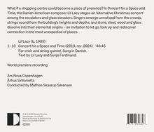 Ein Text beschreibt das Werk „Concert for a Space and Time“ von Lil Lacy, ausgeführt von Ars Nova Copenhagen und Århus Sinfonietta.