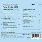 Wilhelm Kempff - Piano Recital 1962  (Schwetzinger Festspiele), CD