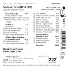 Ferdinand David (1810-1873): Werke für Violine &amp; Klavier, Super Audio CD