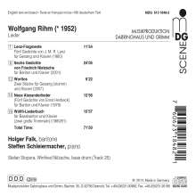 Wolfgang Rihm (geb. 1952): Lieder für Bariton &amp; Klavier, CD
