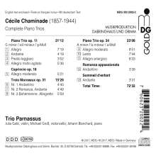 Cecile Chaminade (1857-1944): Klaviertrios Nr.1 &amp; 2, CD