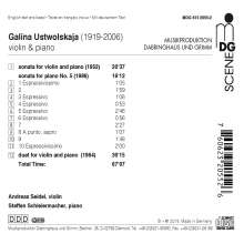 Galina Ustvolskaya (1919-2007): Sonate für Violine &amp; Klavier, CD
