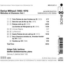 Darius Milhaud (1892-1974): Lieder "Melodies et Chansons" Vol.1, CD