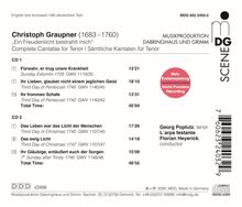 CD-Titel mit Werken von Christoph Graupner, darunter Kantaten für Tenor. Aufgenommen von MDG. Welt-Ersteinspielung.