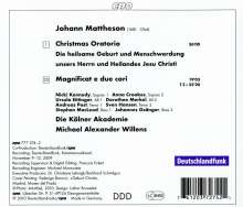 Johann Mattheson (1681-1764): Weihnachtsoratorium "Die heilsame Geburt", CD
