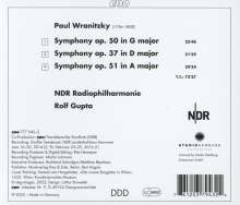 Paul Wranitzky (1756-1808): Symphonien op.37,50,51, CD