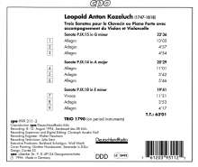 Leopold Kozeluch (1747-1818): Klaviertrios P.IX: Nr.14,15,18, CD