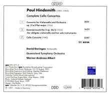 Paul Hindemith (1895-1963): Sämtliche Cellokonzerte, CD