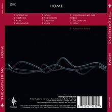 Album: HOME. Songs: 1 Shortest Day, 2 In Between, ... 13 Forgotten Reprise. Schwarzer Hintergrund, wellige Linien.