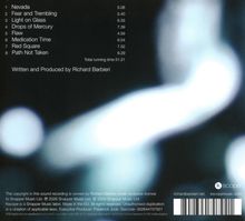 Trackliste: 1. Nevada 5:08, 2. Fear and Trembling 5:40, 3. Light on Glass 6:33, usw. Künstler: Richard Barbieri. Logo: "kscope". Verschwommene, abstrakte Lichtformen.