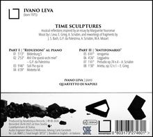 Oben steht "IVANO LEVA" und "TIME SCULPTURES". Liste von Musikstücken mit Zeiten und Titeln. Unten Barcodes.