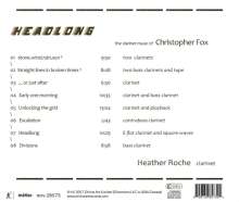 Christopher Fox (geb. 1955): Kammermusik für Klarinette "Headlong", CD