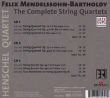Felix Mendelssohn Bartholdy (1809-1847): Sämtliche Streichquartette, 3 CDs