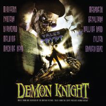 Oben: Ministry, Pantera, Biohazard, Melvins, Machine Head; Rechts: Megadeth, Sepultura, Rollins Band, Filter, Gravediggaz; Unten: Demon Knight. Groteske Kreatur hält ein Buch mit "Tales from the Crypt".
