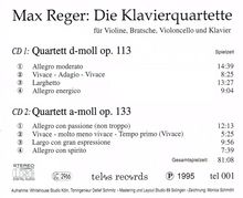 Max Reger (1873-1916): Klavierquartette opp.113 &amp; 133, 2 CDs