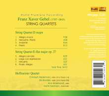Franz Xaver Gebel (1787-1843): Streichquartette D-Dur &amp; Es-Dur op.27, CD