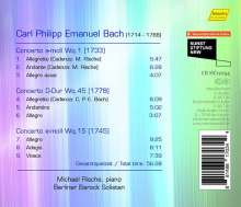Carl Philipp Emanuel Bach (1714-1788): Klavierkonzerte Wq.1,15,45, CD
